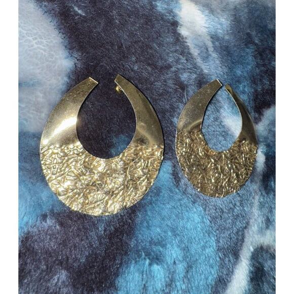 EARRINGS Golden Textured/Smooth Hoops - Picture 8 of 11